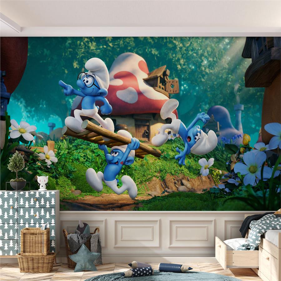 Smurfs Kids Room Wallpaper – Peel and Stick, Removable Wall Mural