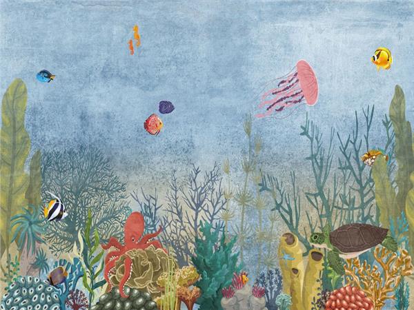 Underwater World Aquarium Çocuk Kağidi Wallpaper by MywallpaperShop