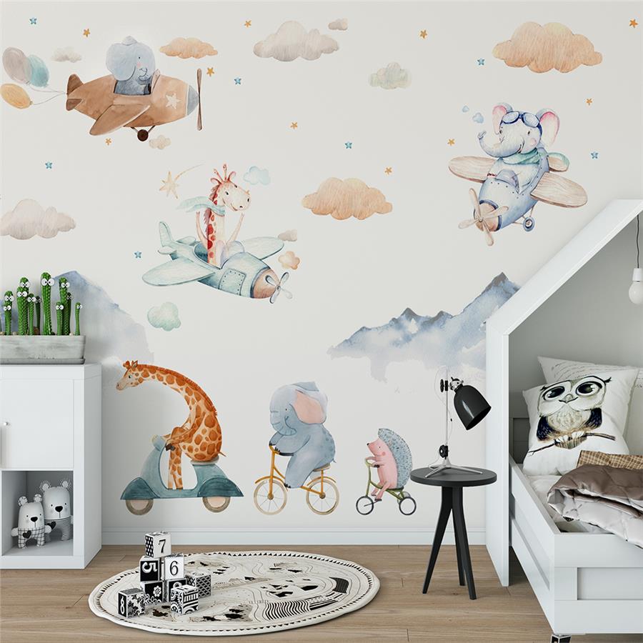 Sweet Naughty Animals Kids Room Wallpaper