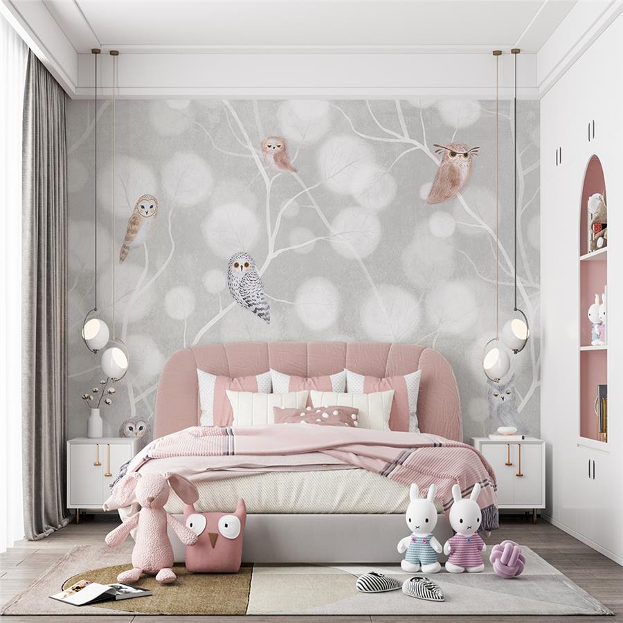Sweet Owls Kids Room Wallpaper