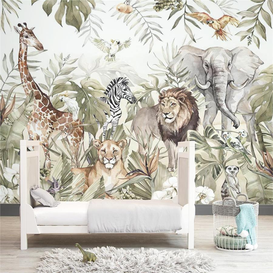 Sweet Safari Animals Kids Room Wallpaper