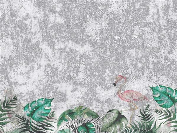 Tropical Leaflar and Flamingo 3D Wallpaper by MywallpaperShop