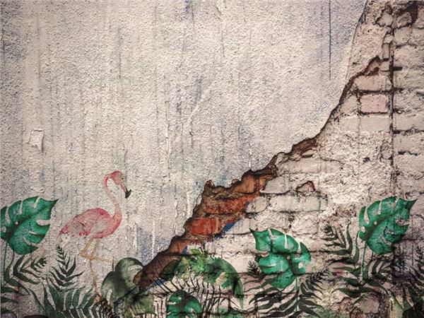 Tropical Leaflar and Flamingo 3D Wallpaper by MywallpaperShop