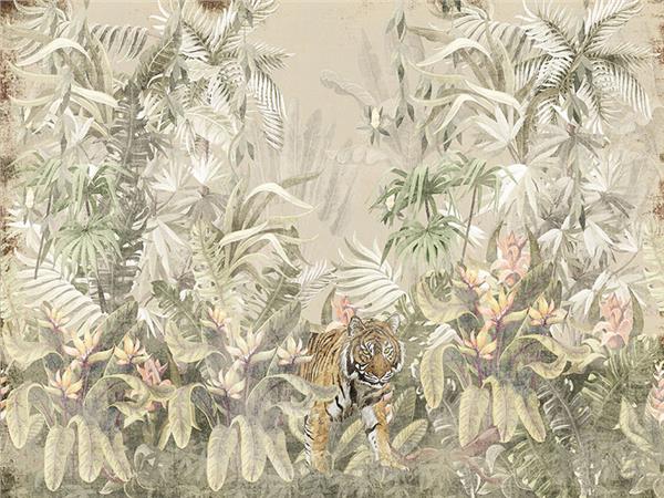 Tiger Botanic Design Wallpaper by MywallpaperShop