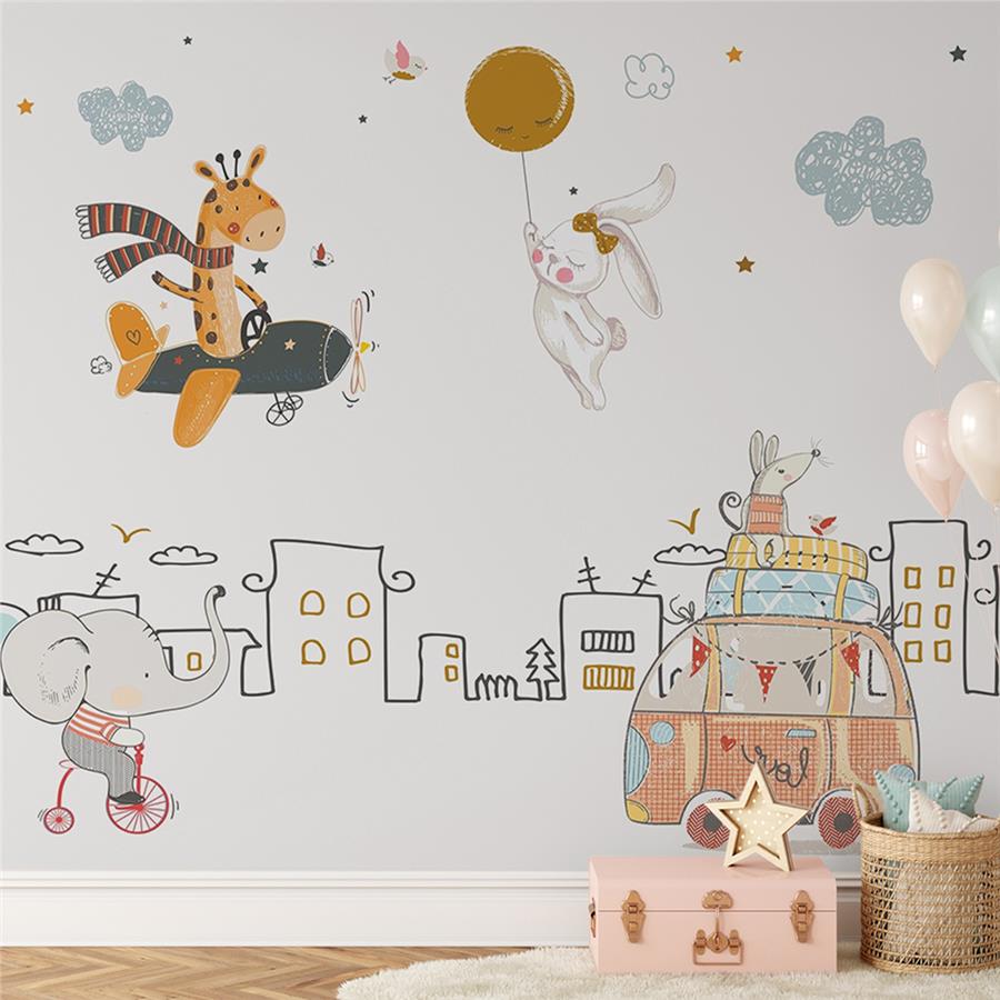 Traveler Animals Kids Room Wallpaper
