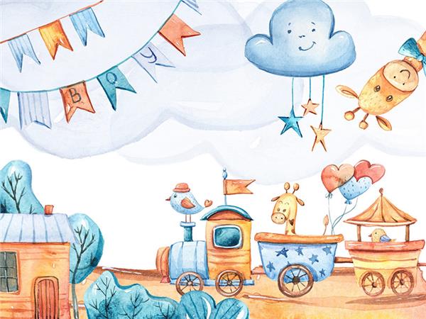 Train and SweetYolcular Kids Room Wallpaper by MywallpaperShop