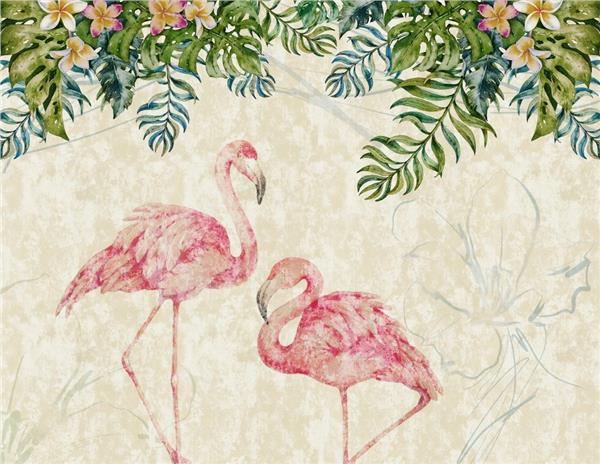 Tropical Pink Flamingolar Wallpaper by MywallpaperShop