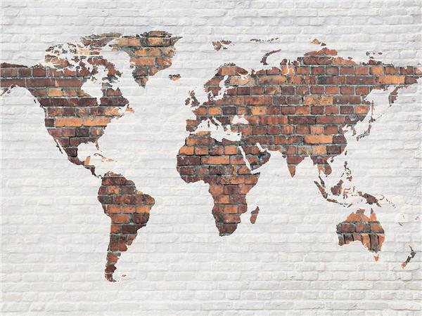 Brick Design World Map Wallpaper by MywallpaperShop