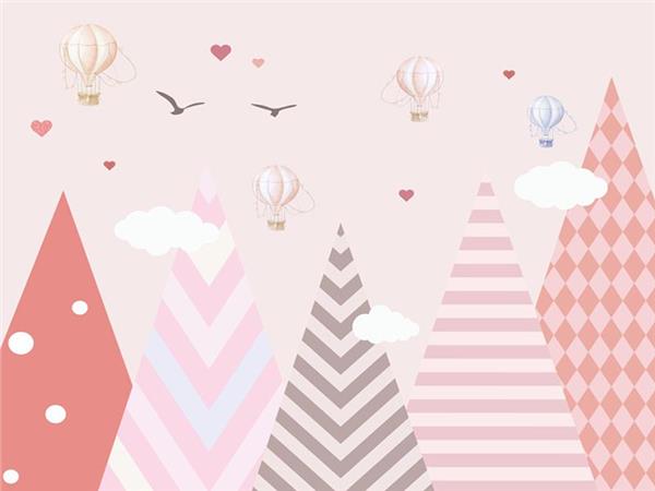 Flying Balloons and Kuslar Custom Design Kids Room Wallpaper by MywallpaperShop