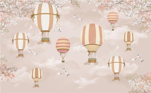 Flying Balloons Kids Room Wallpaper by MywallpaperShop