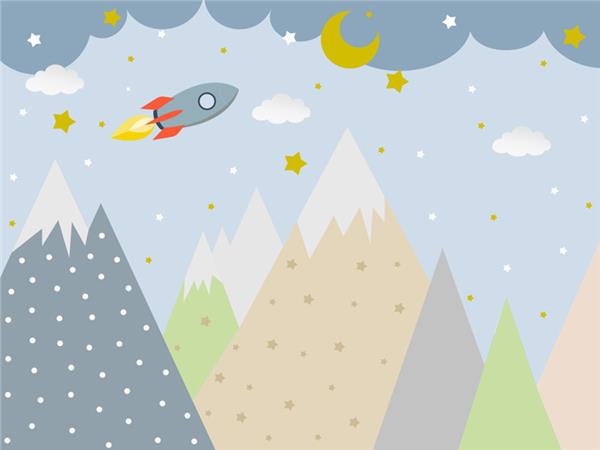 Ufo Stars and Gokyuzu Kids Room Wallpaper by MywallpaperShop