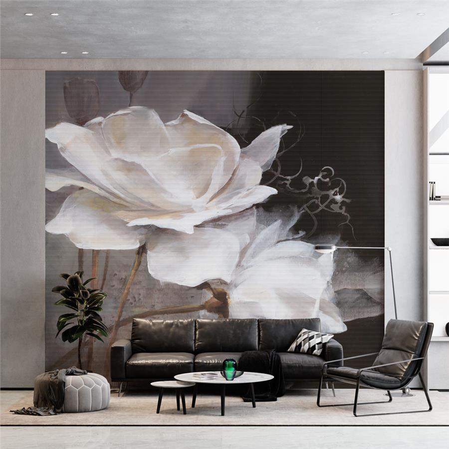 White Floral On Black Wallpaper Peel And Stick For Home
