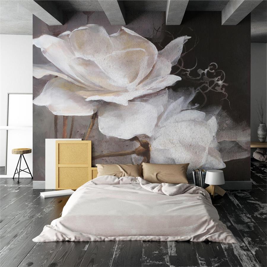 White Floral On Black Wallpaper Peel And Stick For Home