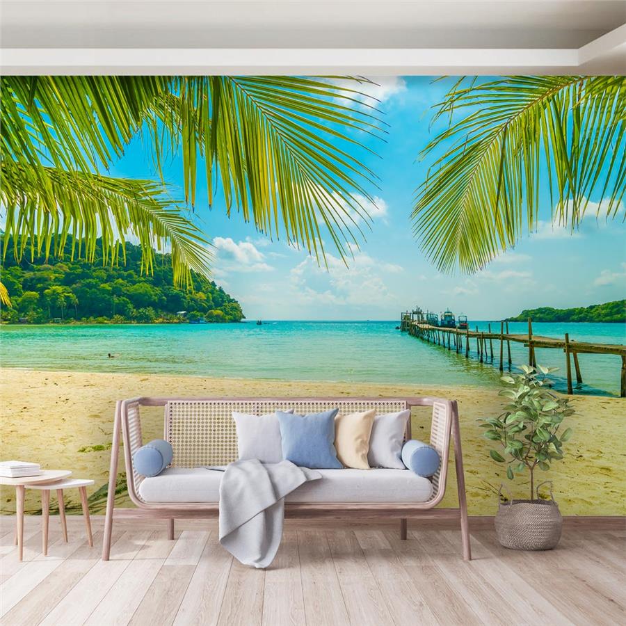 Wooden Pier Leading to the Sea Wallpaper