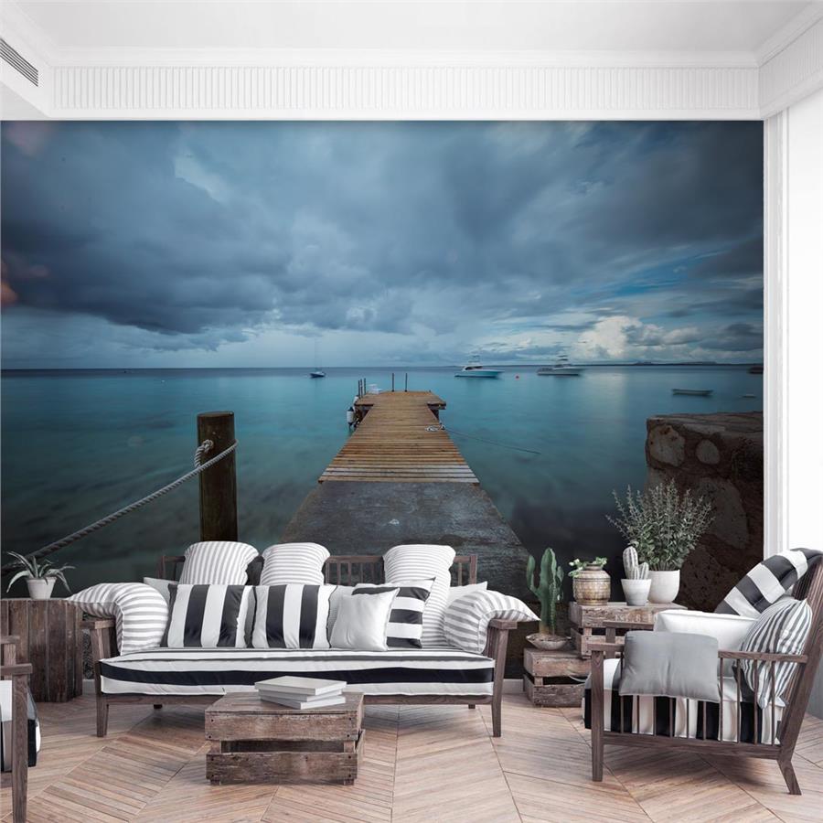 Wooden Pier & Sea Scenery Wallpaper