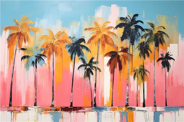 Yagli Boya Palm Tree Treelari Vintage Wallpaper by MywallpaperShop