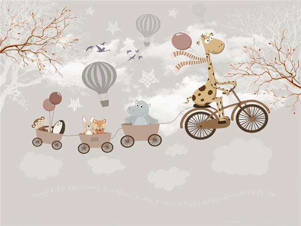 Giraffe and Friends Kids Room Wallpaper by MywallpaperShop