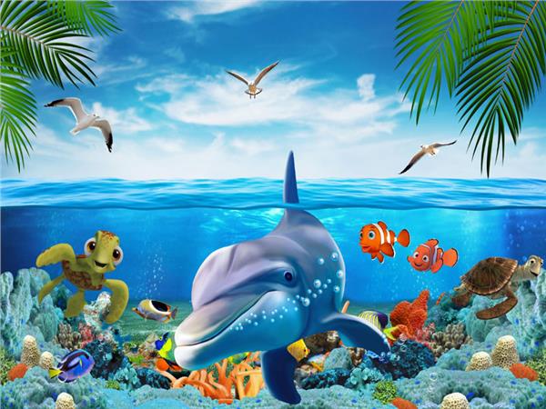 Aquarium 3D Kids Room Wallpaper by MywallpaperShop