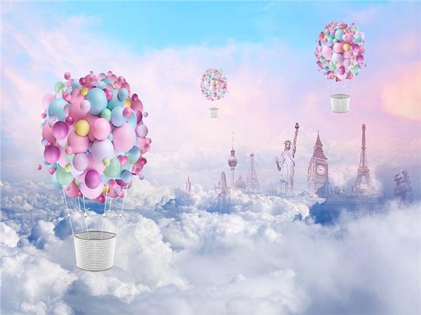 Flying Balloons and Dusler Worlds Kids Room Wallpaper by MywallpaperShop