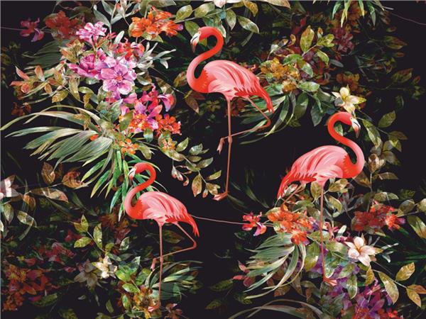 Genis Leaf and Flamingo Wallpaper by MywallpaperShop