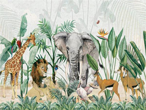 Tropical Forest Folks Kids Room Wallpaper by MywallpaperShop
