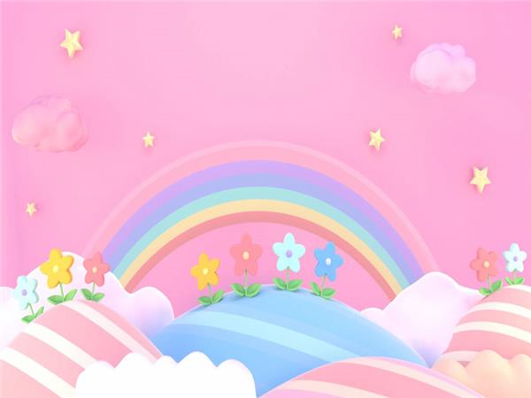 Flowers Clouds Stars and Rainbow Kids Room Wallpaper by MywallpaperShop