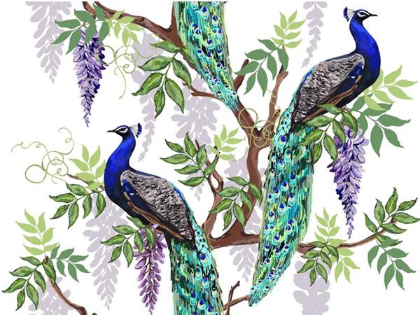 Tavus Kusu and Flower Design 0107 Wallpaper by MywallpaperShop