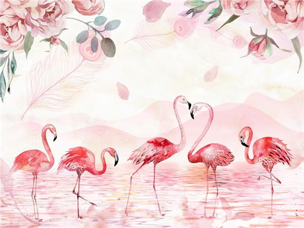 Pink Flamingolar Wallpaper by MywallpaperShop