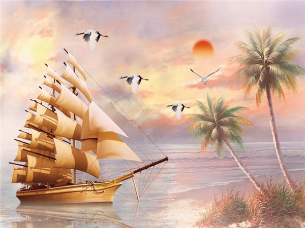 sailboat and Sea Scenery Wallpaper by MywallpaperShop