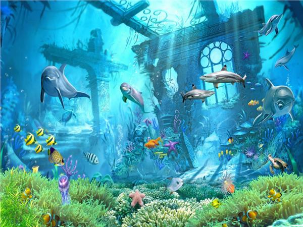 Aquarium Kayip City 3D Kids Room Wallpaper by MywallpaperShop