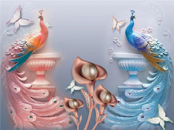 Inci Flower and Tavus Kusu 3D Wallpaper by MywallpaperShop