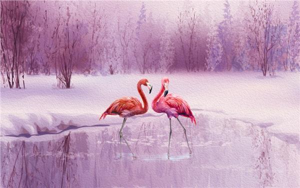 Pink Flamingo Tropical Wallpaper by MywallpaperShop