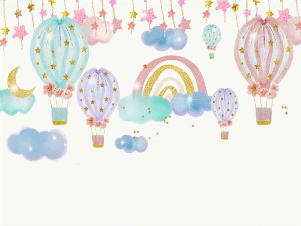 Flying Balloons and Gokyuzu Kids Room Wallpaper by MywallpaperShop