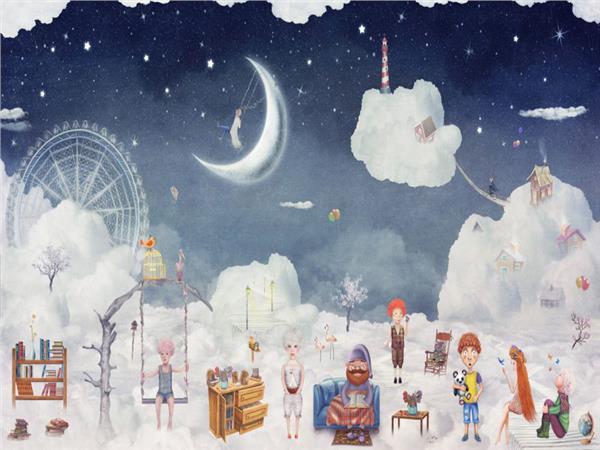 Dusler Worlds Ay Cloud Stars Kids Room Wallpaper by MywallpaperShop