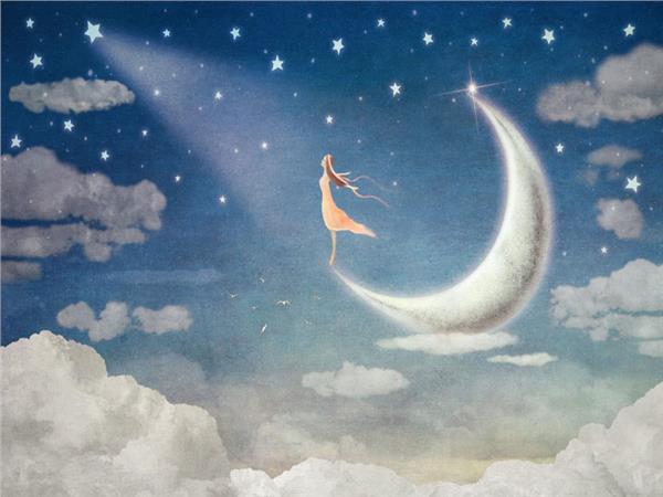 Moon and Stars Kids Room Wallpaper by MywallpaperShop