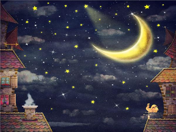 Moon Papa and Stars Kids Room Wallpaper by MywallpaperShop