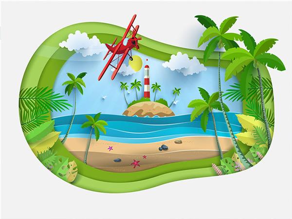 Tropical Island 3D Kids Room Wallpaper by MywallpaperShop